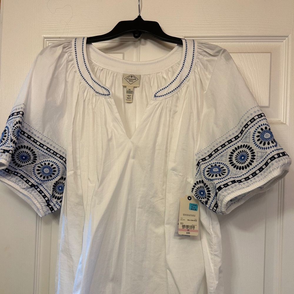 White and blue shirt